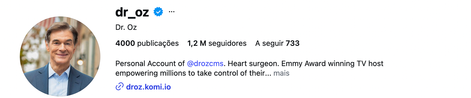 Dr. Oz social post